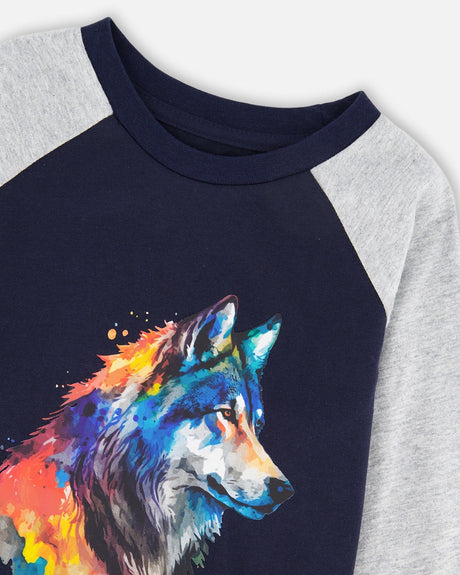 Long Raglan Sleeve Jersey Tee Navy Blue-4