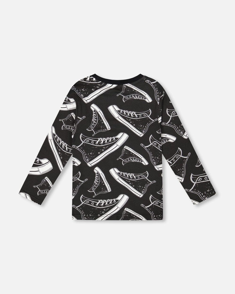 Long Sleeve Organic Cotton Allover Print Tee Black-2