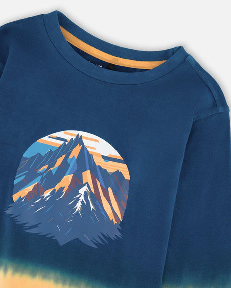 Long Sleeve Organic Cotton Gradient Jersey Tee Dark Teal-3