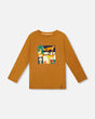 Long Sleeve Cotton Jersey Tee Shirt Orange Brown-0