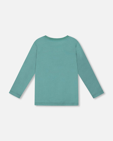 Long Sleeve Cotton Jersey Tee Shirt Sage Green-2