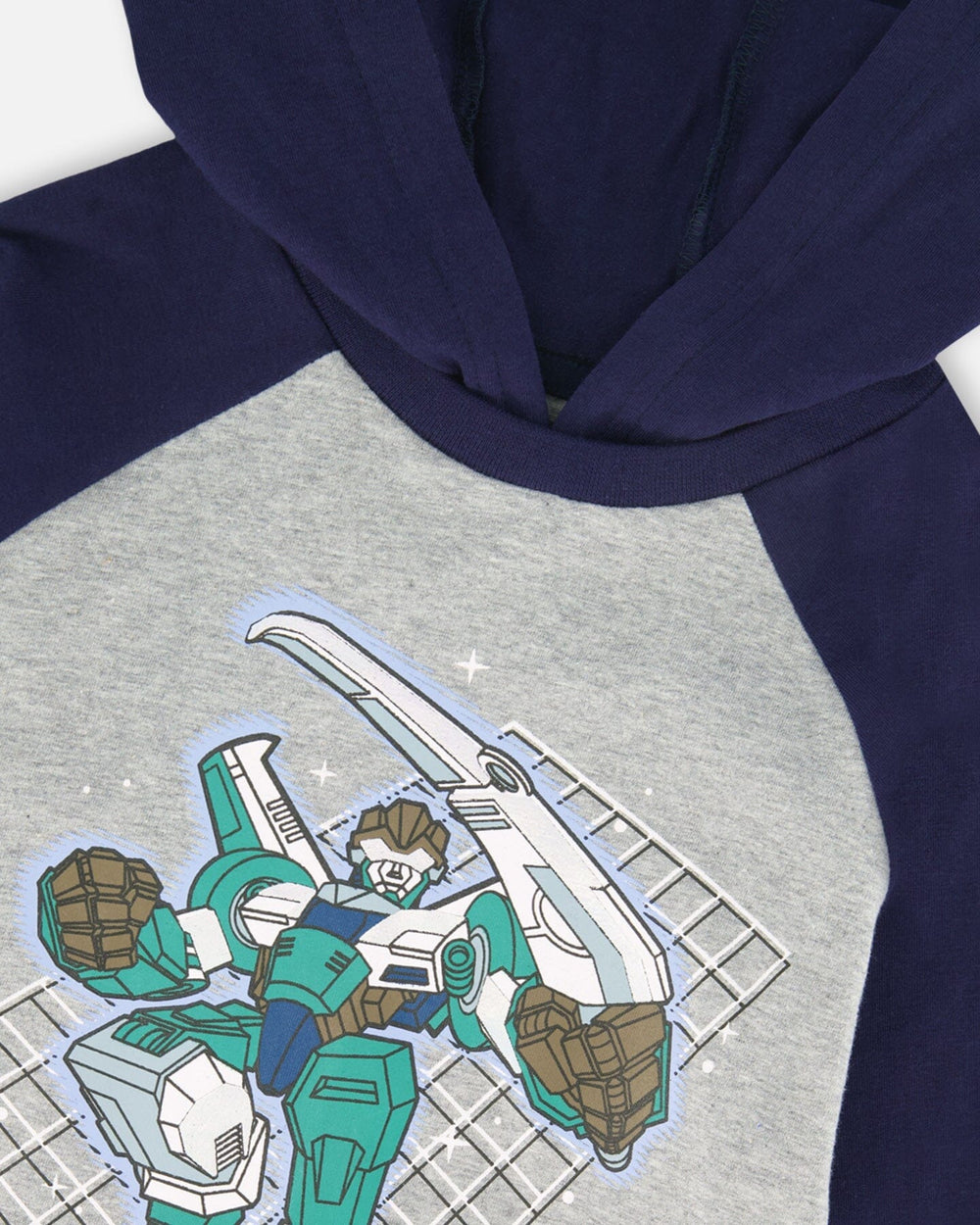 Organic Cotton Jersey Hooded Raglan Sleeve Tee Navy Blue-3