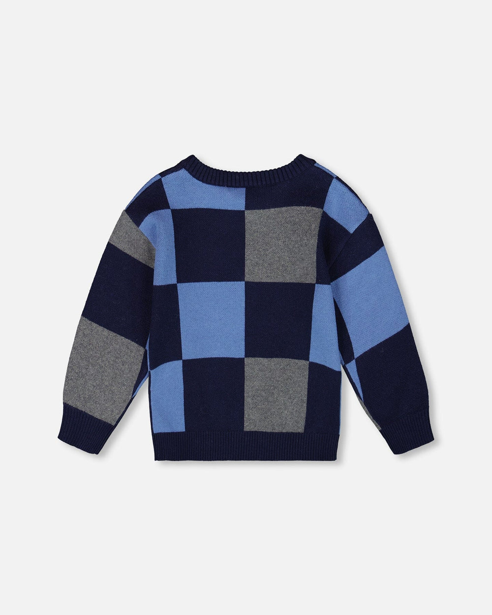 Knit Sweater Blue Checkered-2