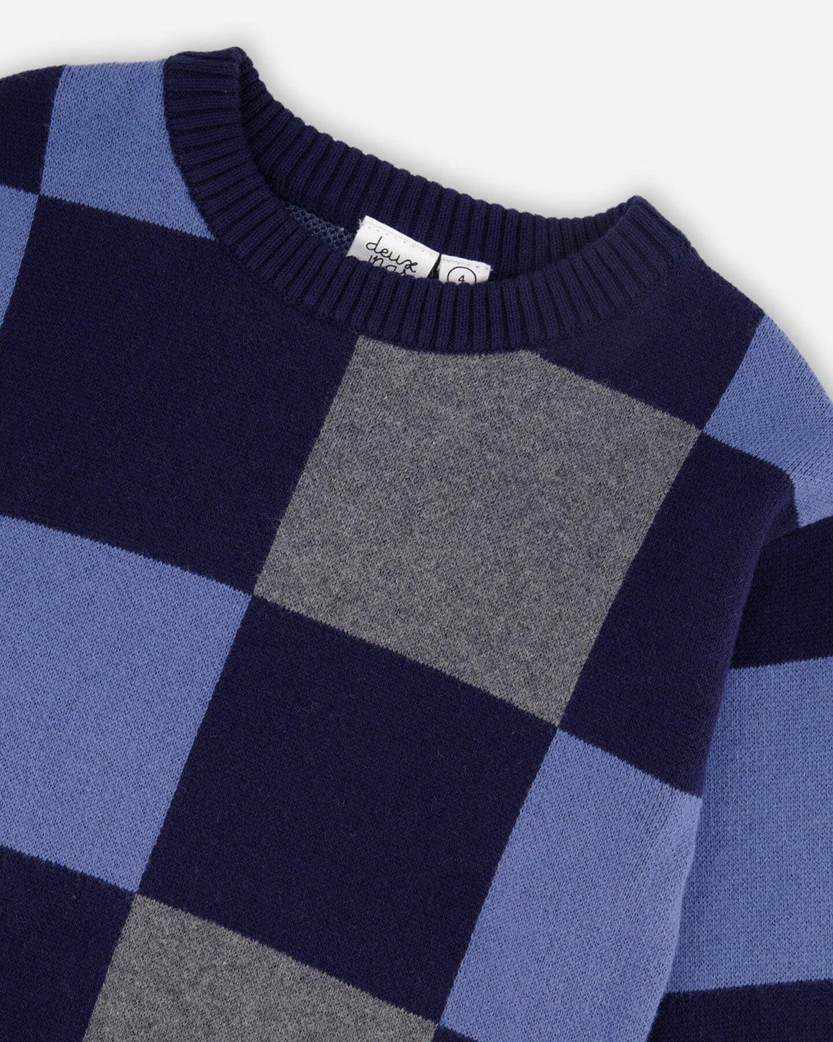 Knit Sweater Blue Checkered-3