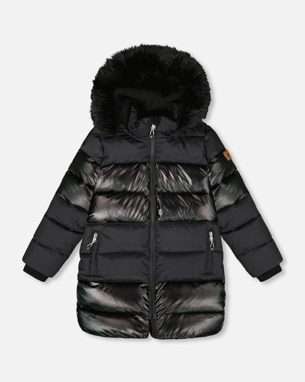 Long Metallic Puffy Coat Black-0