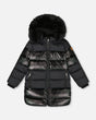 Long Metallic Puffy Coat Black-0