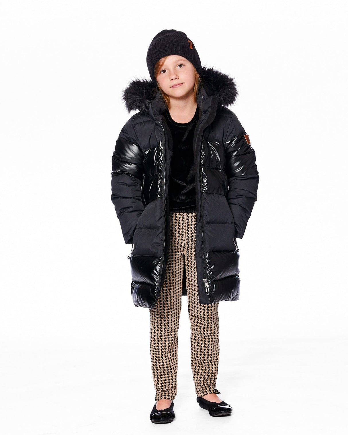 Long Metallic Puffy Coat Black-1