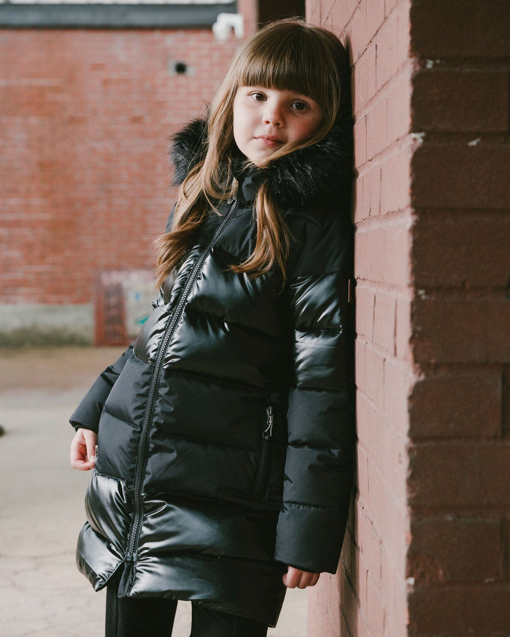 Long Metallic Puffy Coat Black-3