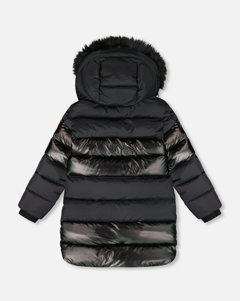 Long Metallic Puffy Coat Black-2