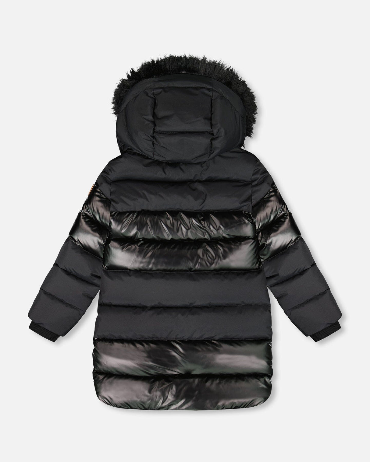 Long Metallic Puffy Coat Black-2
