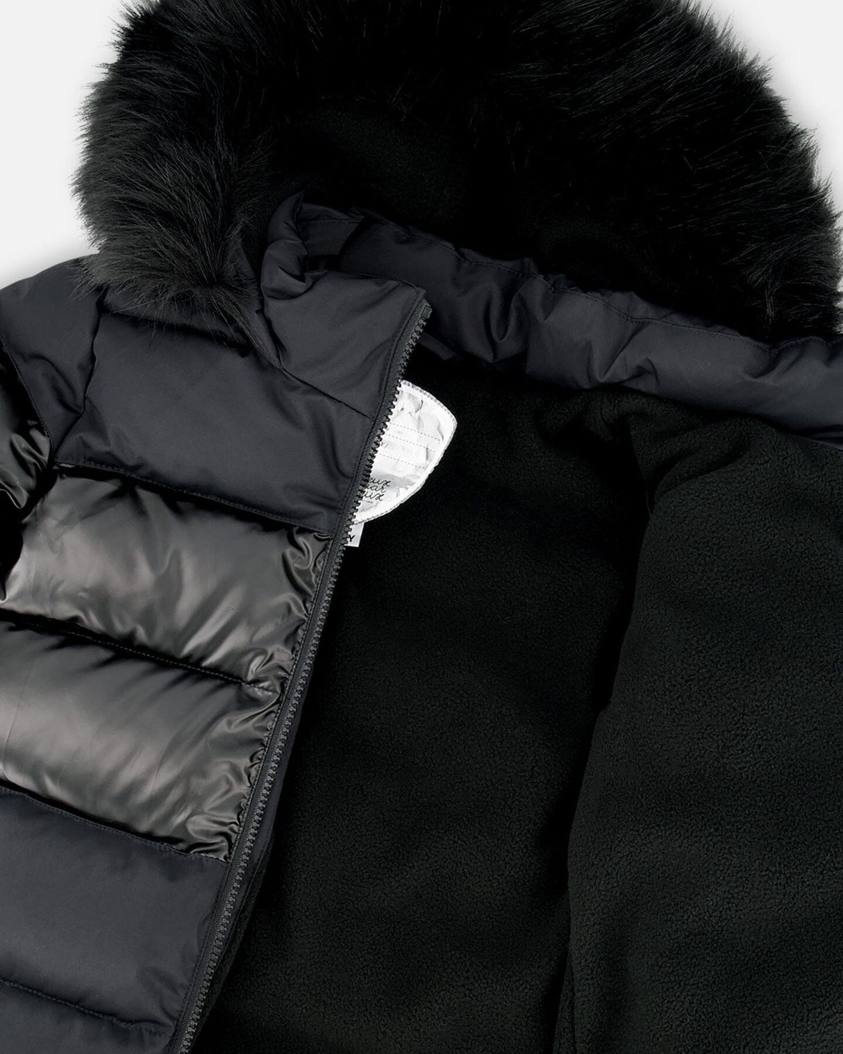 Long Metallic Puffy Coat Black-4