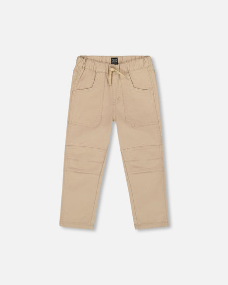 Twill Jogger Pants With Patch Pockets In Beige-0