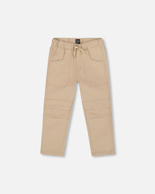 Twill Jogger Pants With Patch Pockets In Beige-0