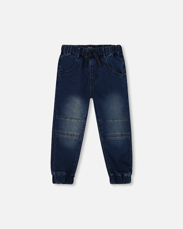 French Terry Jogger Pants Dark Blue Denim-0