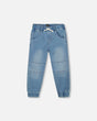 French Terry Jogger Pants Light Blue Denim-0