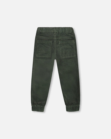 Stretch Corduroy Jogger Pants Forest Green-3
