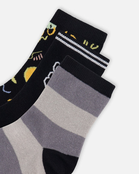 3-Pack Knit Socks Black-3