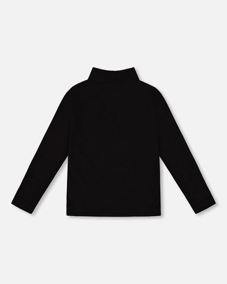 Super Soft Ribbed Mock Neck Top Black-2