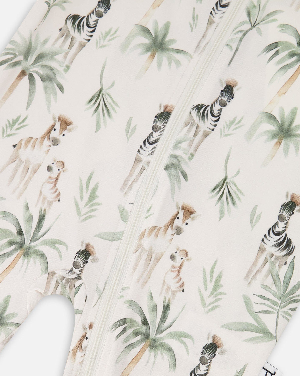 Organic Cotton Jersey One-Piece Pyjama Beige Zebra Print-3