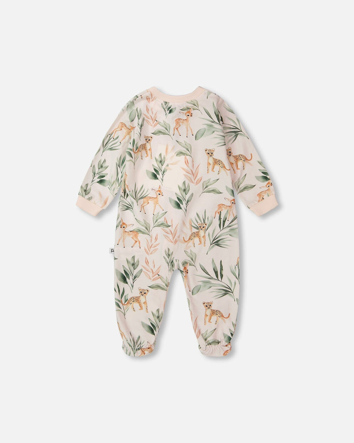 Organic Cotton Jersey One-Piece Pyjama Peach Deer Print-1