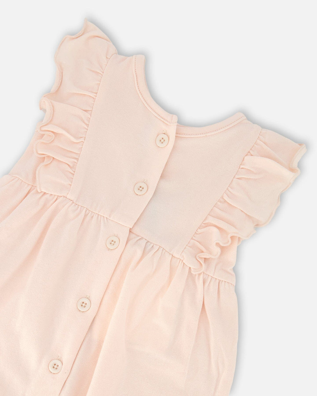 Organic Cotton Jersey Romper With Frills Peach-2