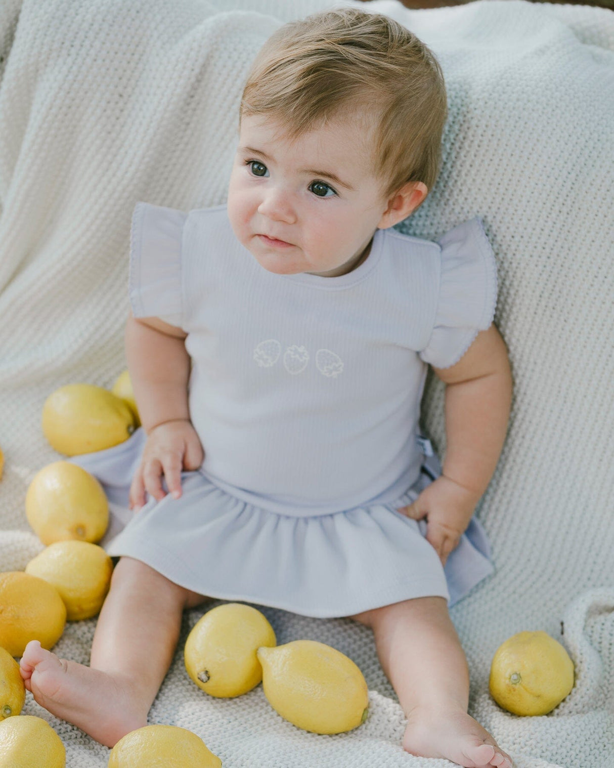 Cotton Rib Jersey Romper With Frill Lilac-1