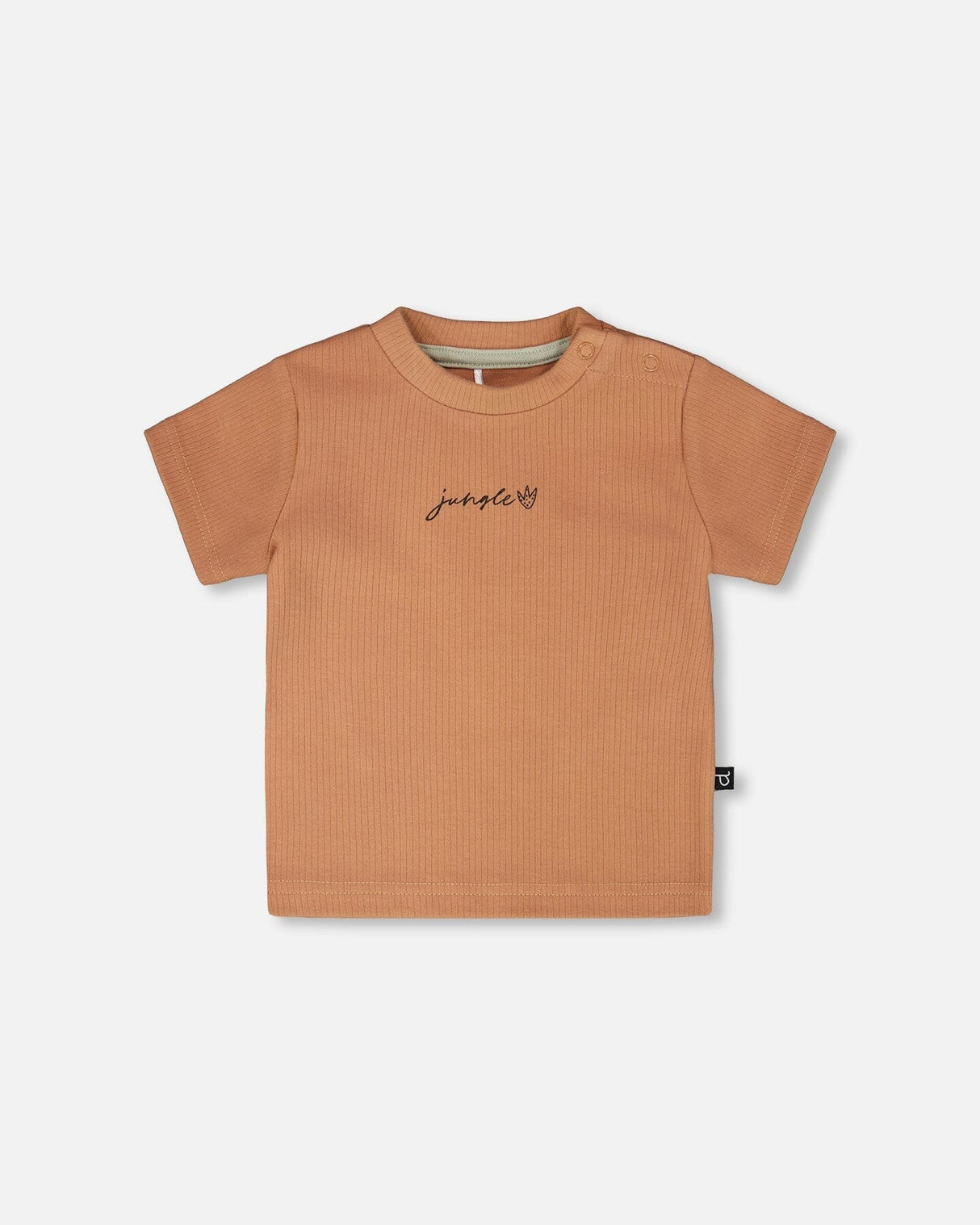Cotton Rib Jersey T-Shirt And Organic Cotton Jersey Short Set Caramel And Beige Zebra Print-0