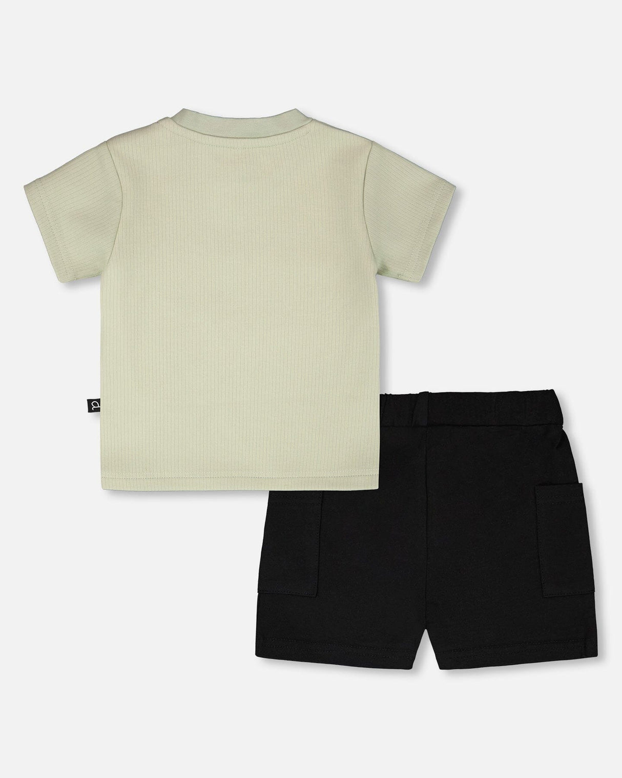 Cotton Rib Jersey T-Shirt And Organic Cotton Jersey Short Set Sage Green And Black-2
