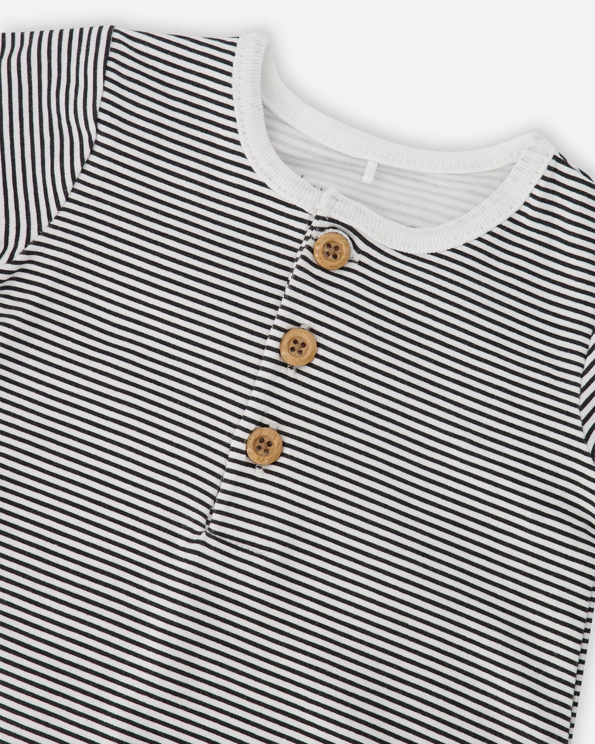 Cotton Jersey Romper Black And Off White Stripes-2