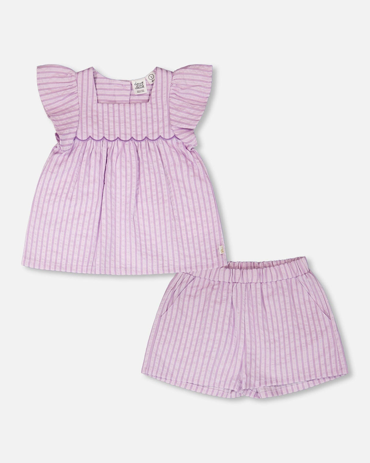 Top And Short Set Lavender Stripes-0