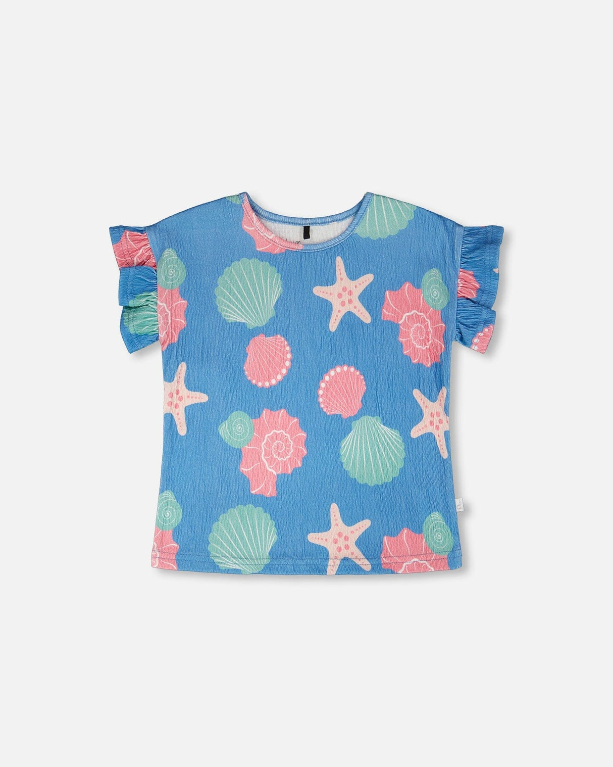 Crinkle Jersey T-Shirt Blue Shell Print-0