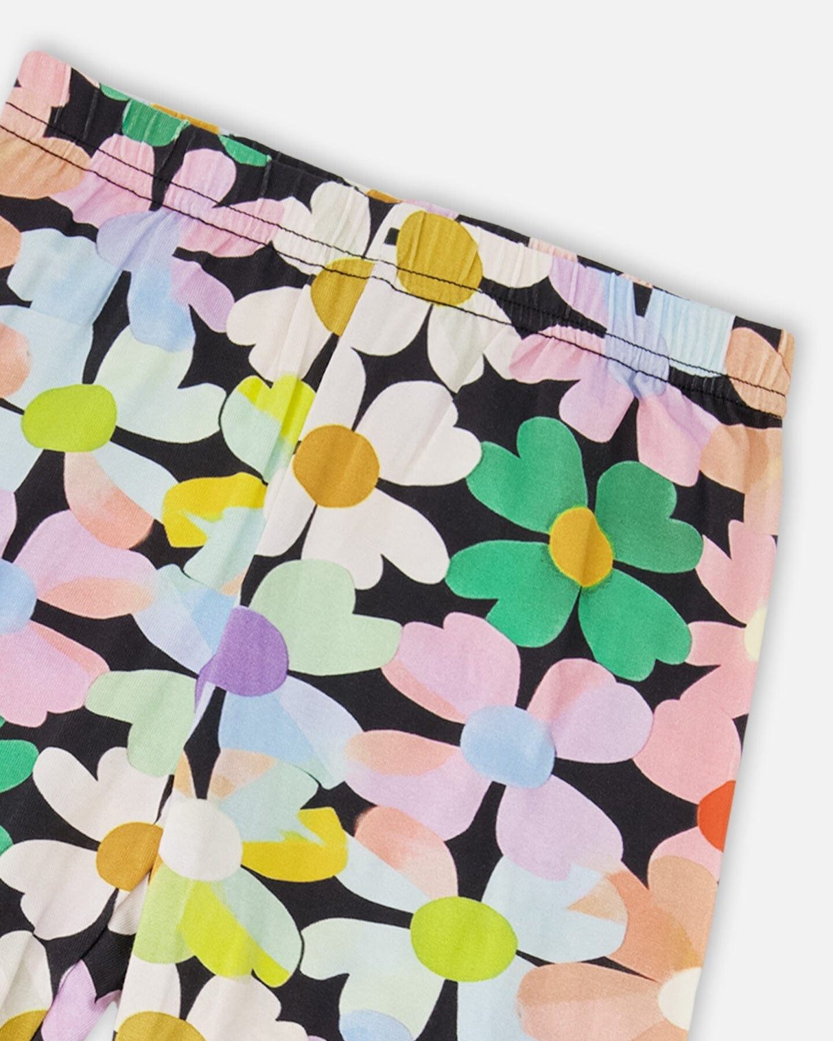 Viscose Leggings Black Printed Flowers-3