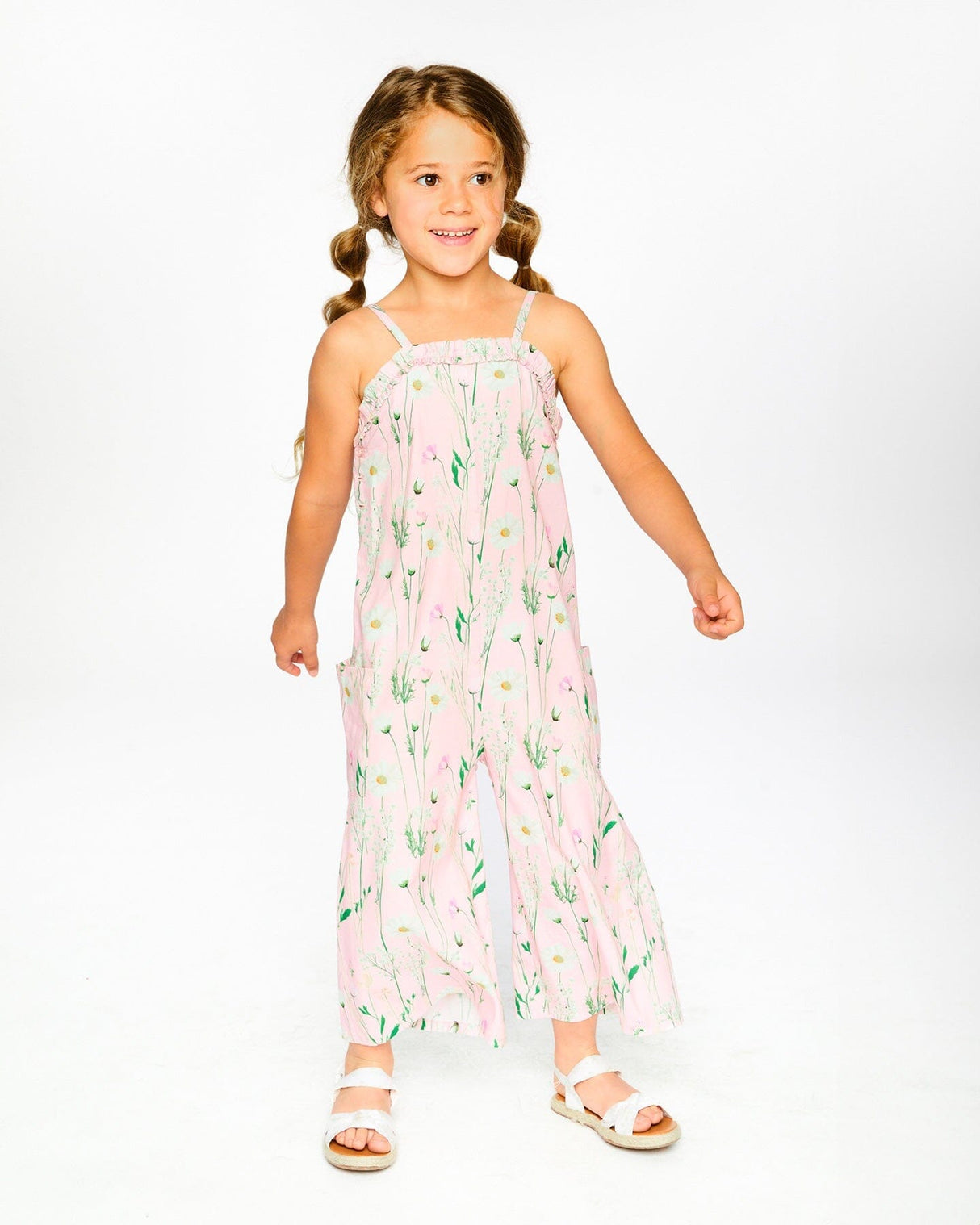 Viscose Jumpsuit Pink Printed Flowers-2