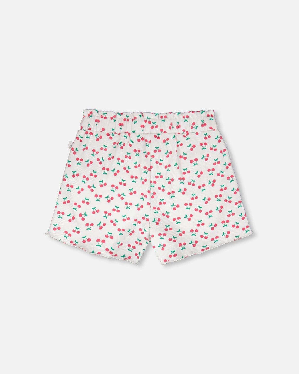 Rib Shorts White Printed Cherries-1
