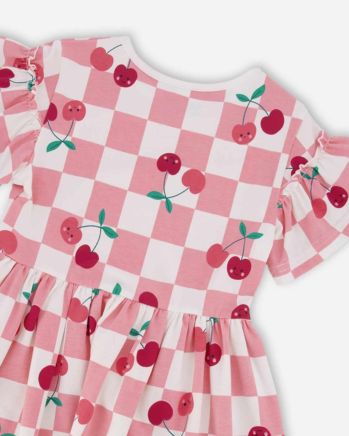 Organic Cotton Jersey Dress Pink Printed Cherries-3