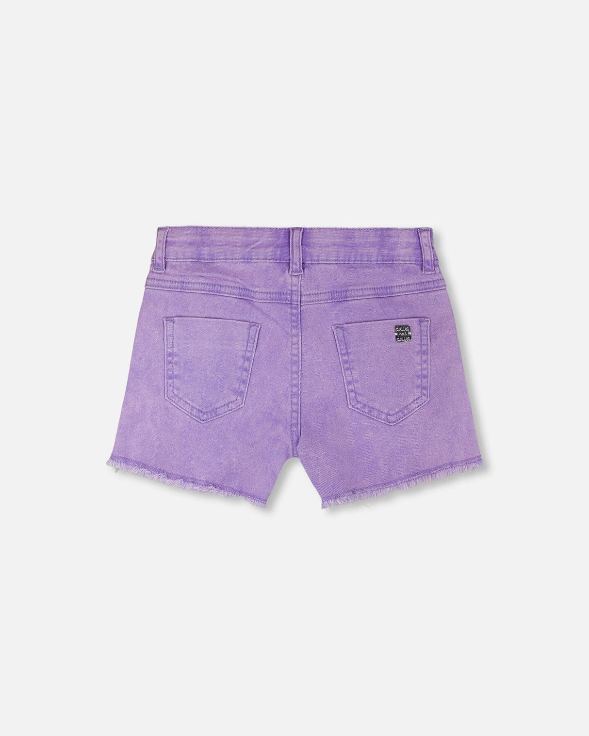 Mauve Denim Shorts With Embroidery-3