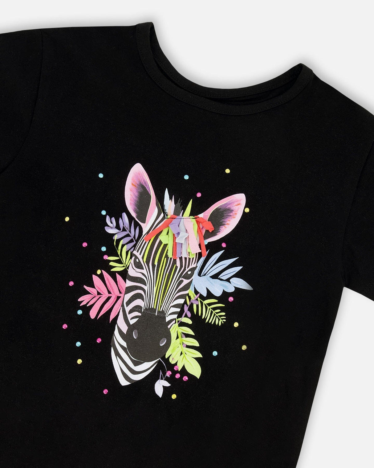 Organic Cotton Jersey T-Shirt Black With Zebra-3