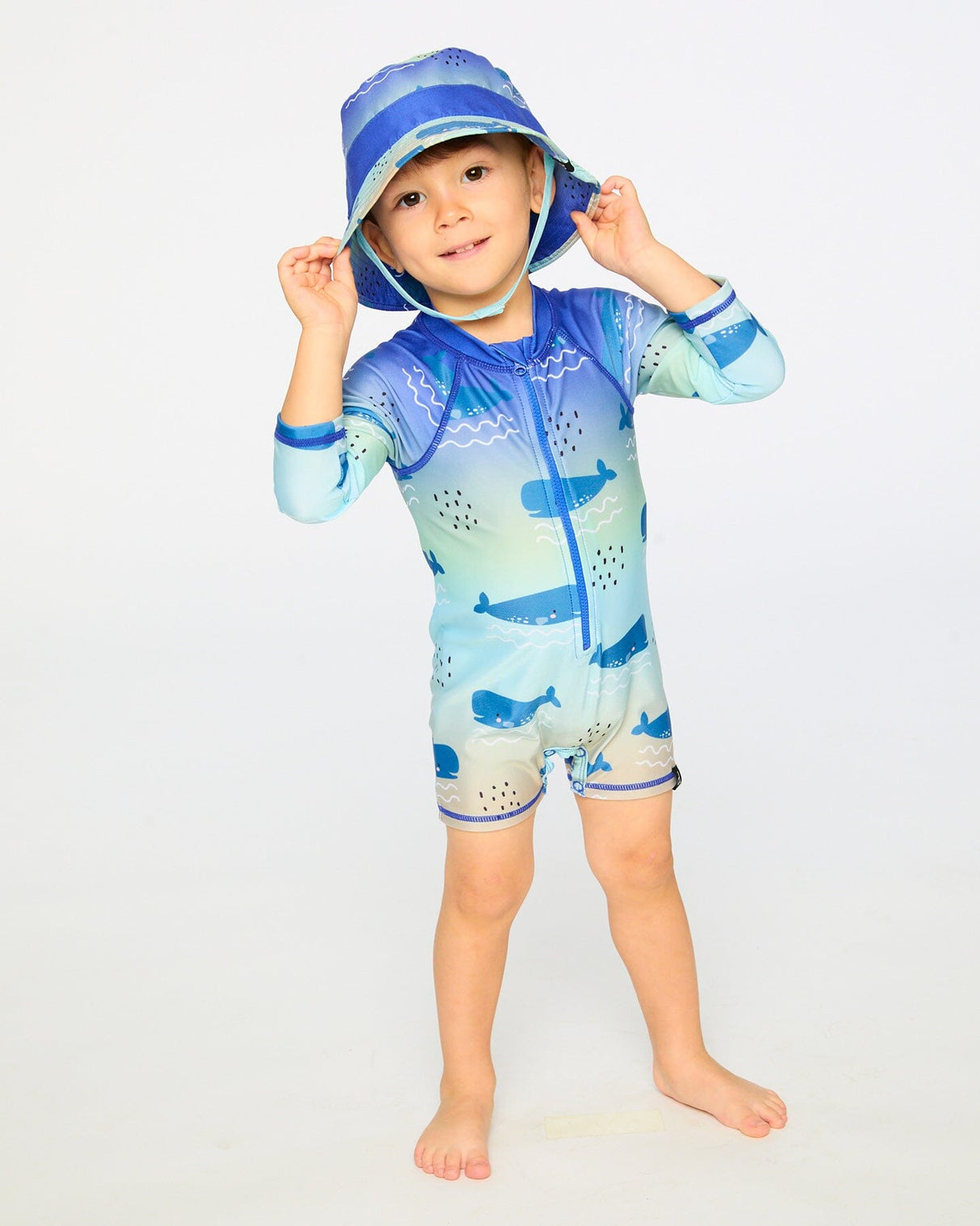 Recycled Polyester Beach Hat Blue Whale Print-1