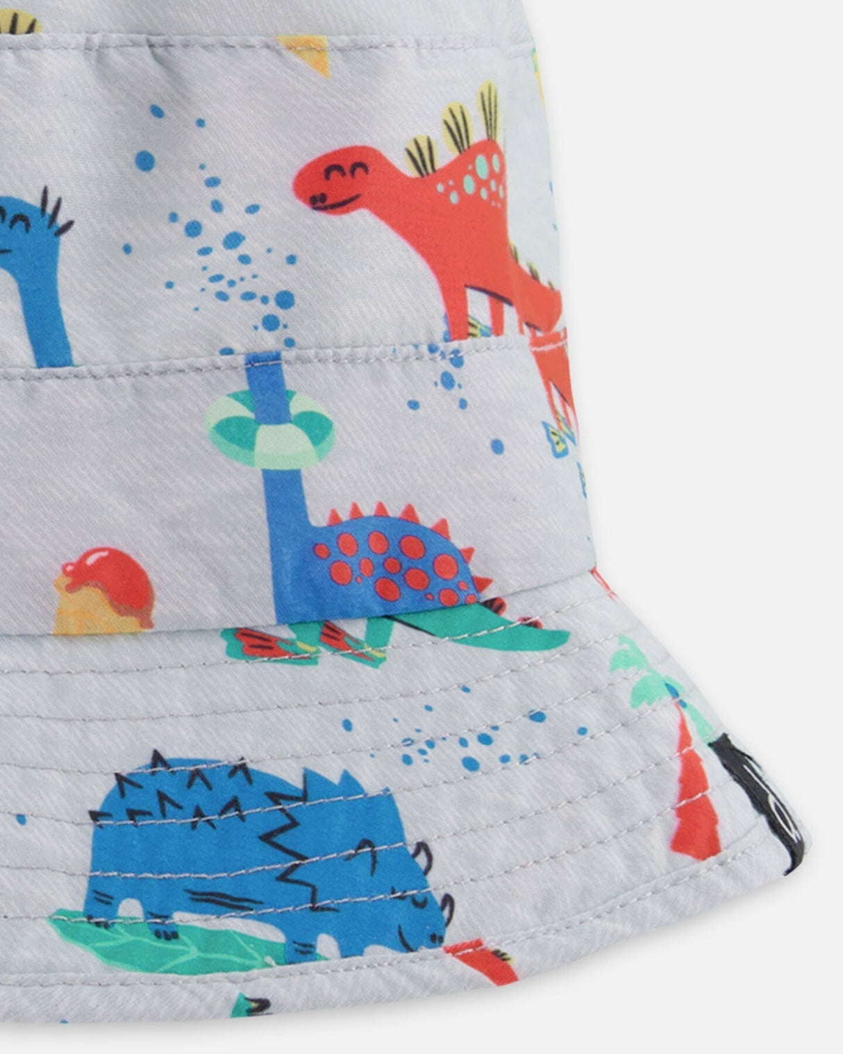 Recycled Polyester Beach Hat Blue Baby Dinosaur Print-3