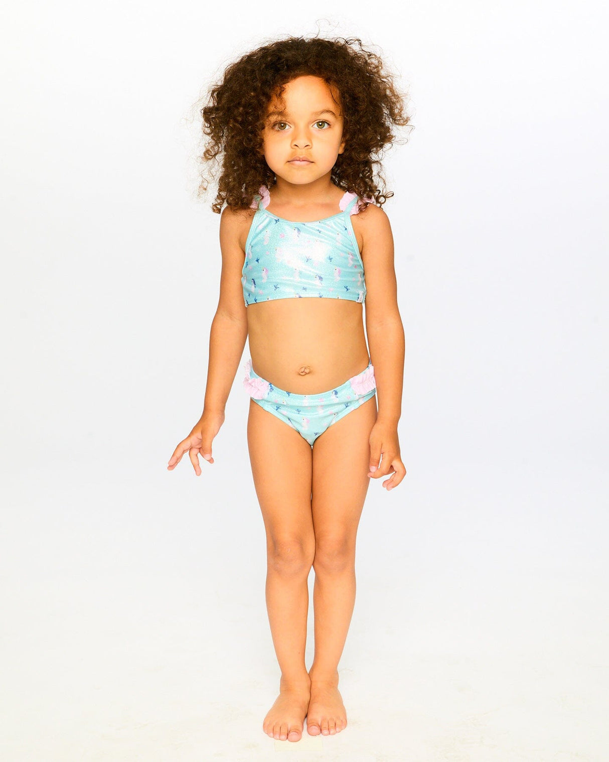 Two-Piece Swimsuit Blue Seahorse Print-1