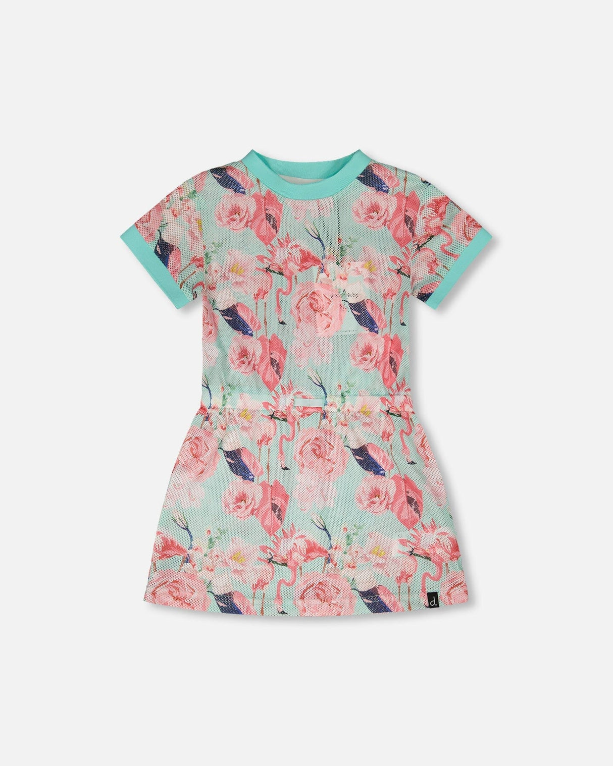 Mesh Beach Dress Blue Flamingo Print-0