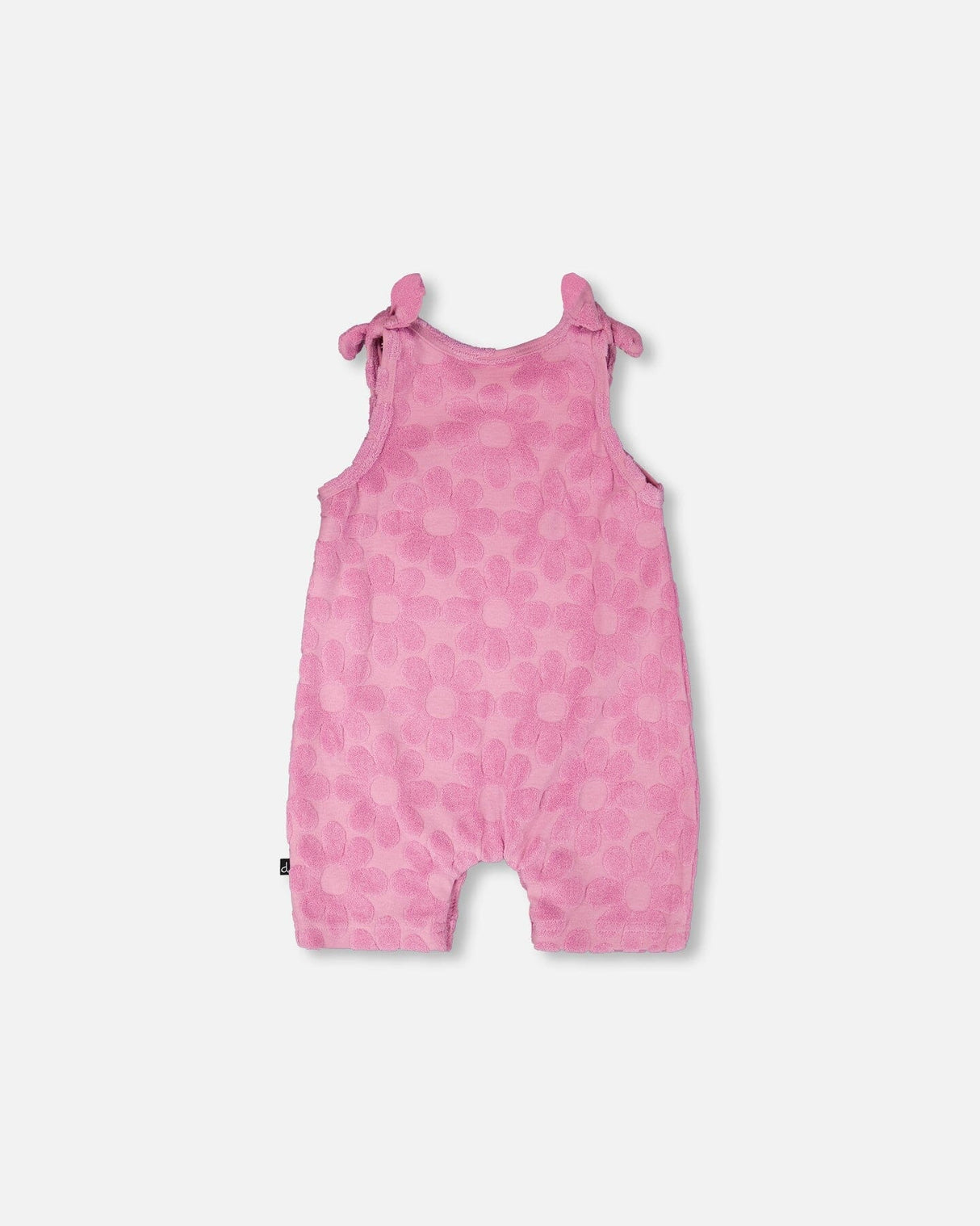 Terry Cloth Romper With Bows Pink-1