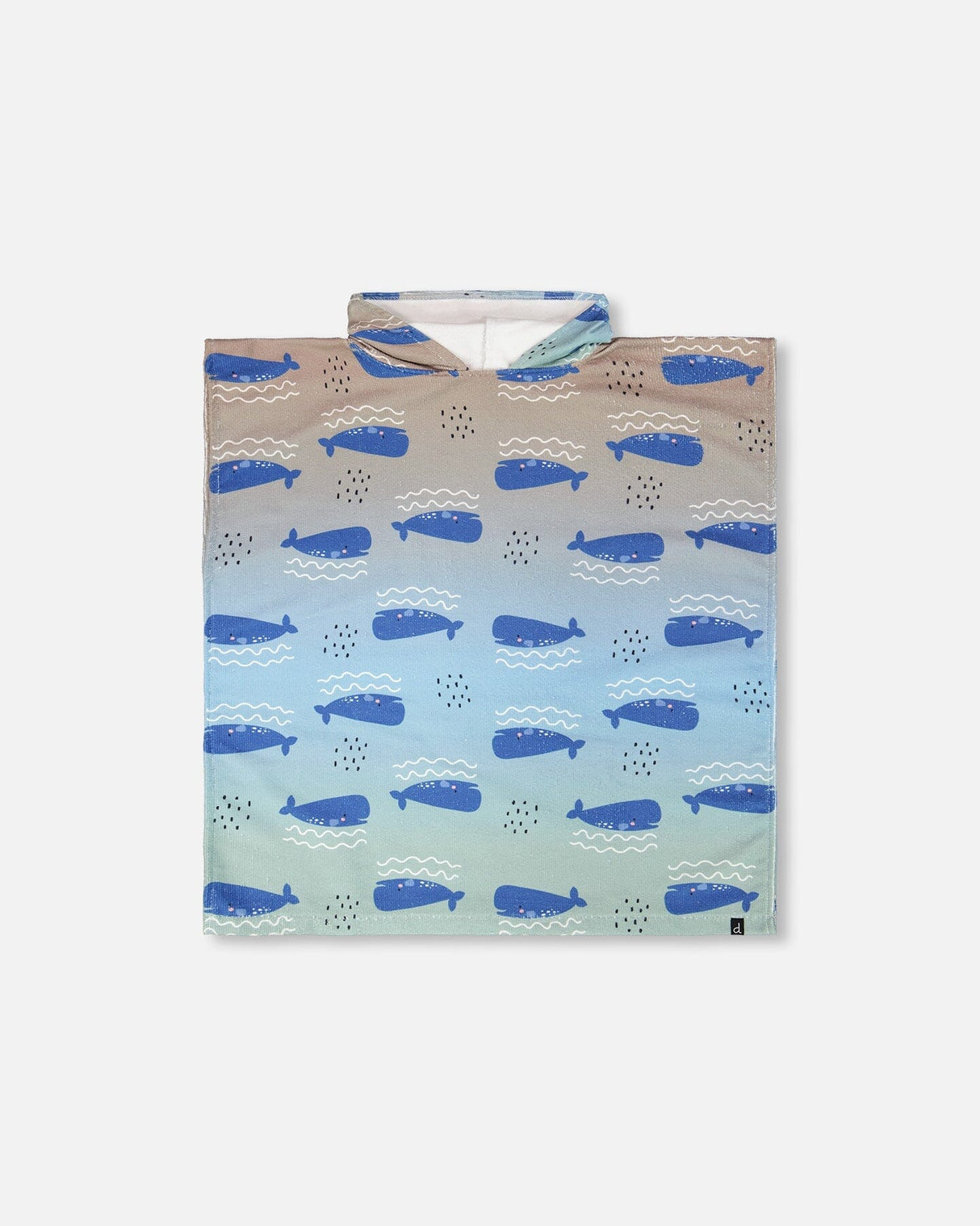 Hooded Beach Towel Blue Whale Print-0