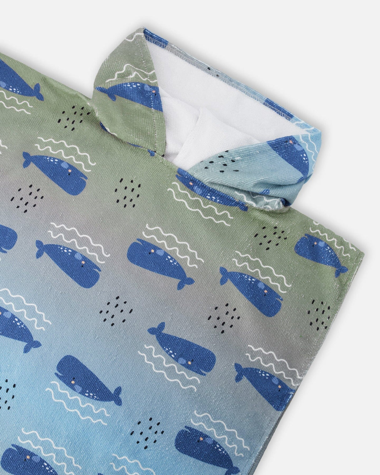 Hooded Beach Towel Blue Whale Print-3