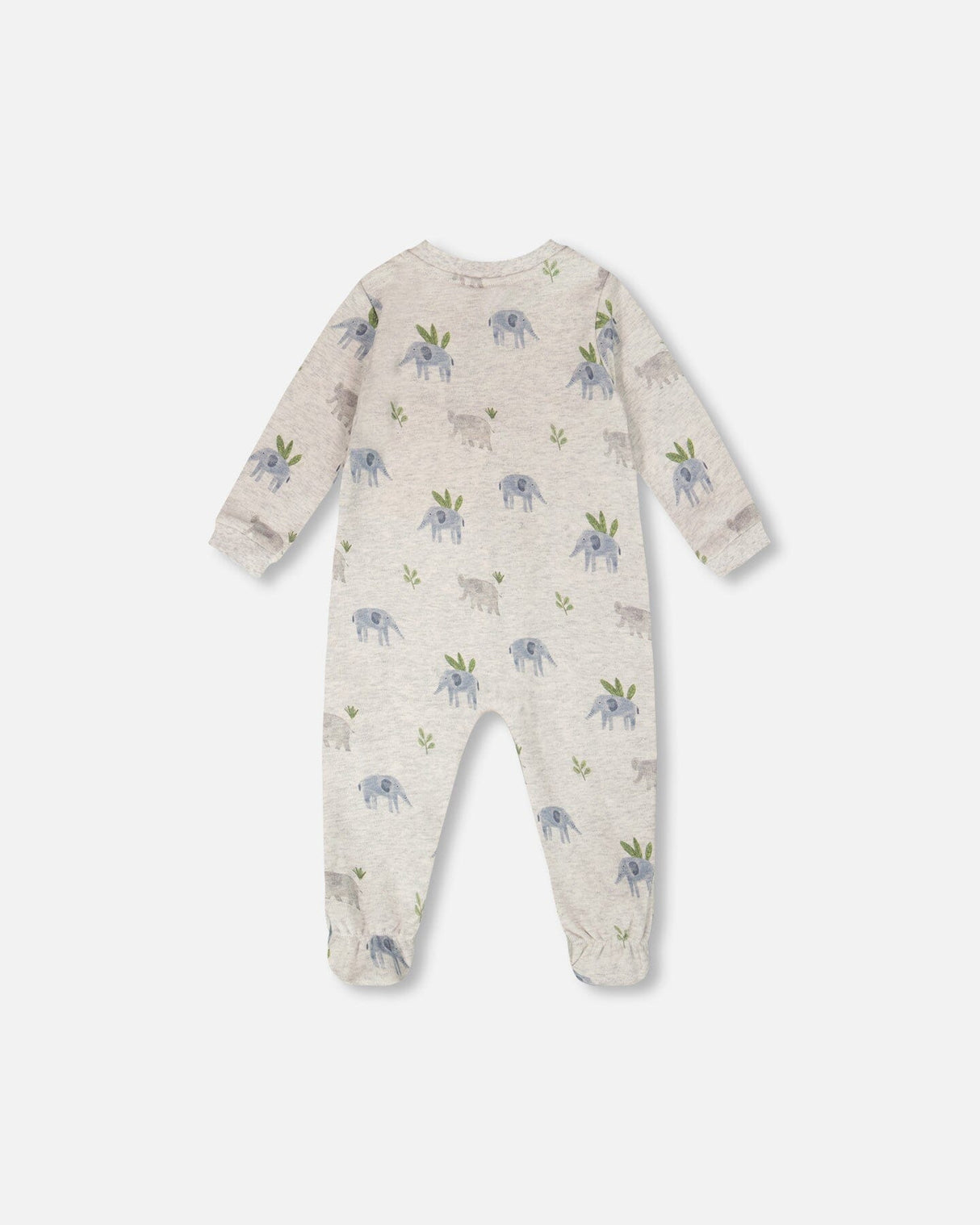 Organic Cotton Baby One-Piece Pyjama Grey Elephant Print-1