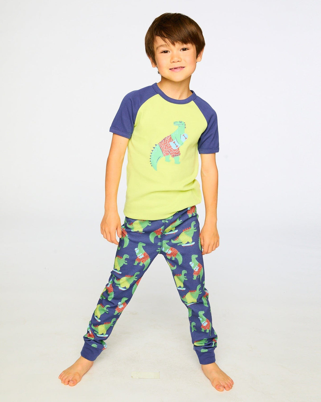 Organic Cotton Two-Piece Pyjama Set Blue Dino Print-1