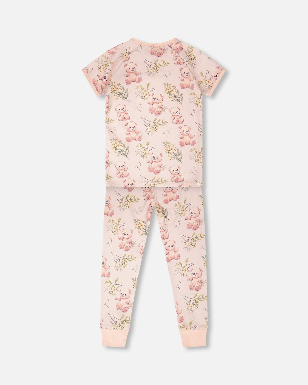 Organic Cotton Two-Piece Pyjama Set Pale Pink Bear Print-2
