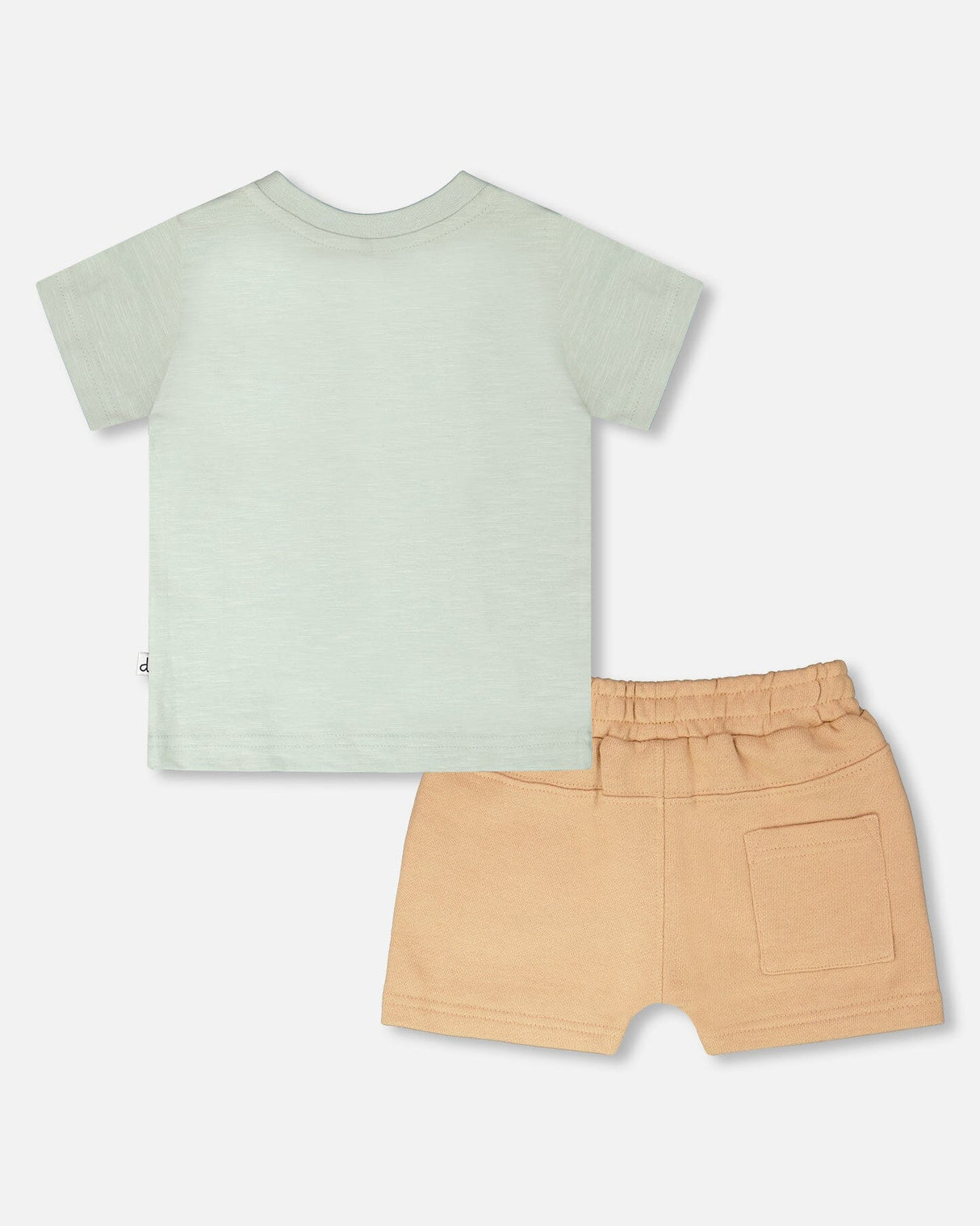 Organic Cotton T-Shirt And Short Set Mint Green And Beige-1
