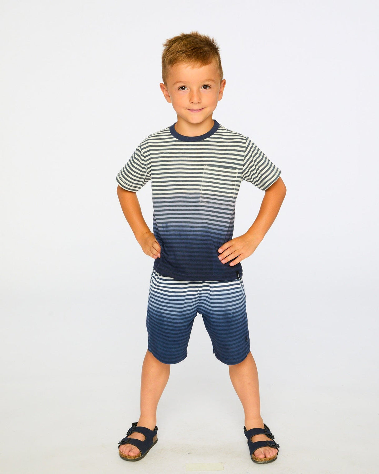 Organic Cotton Shorts Blue Gradient Stripes-2