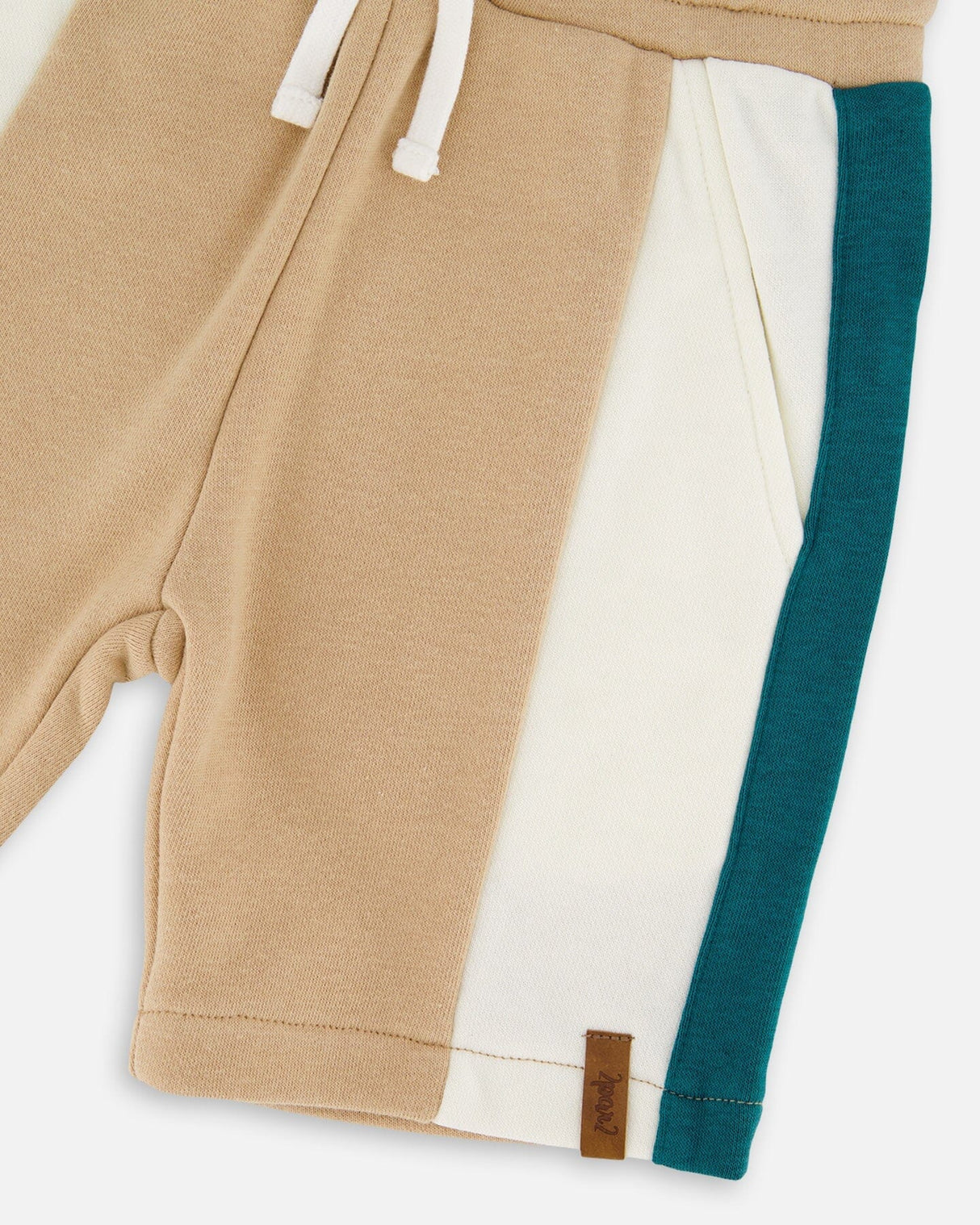 Sporty French Terry Shorts Beige-4